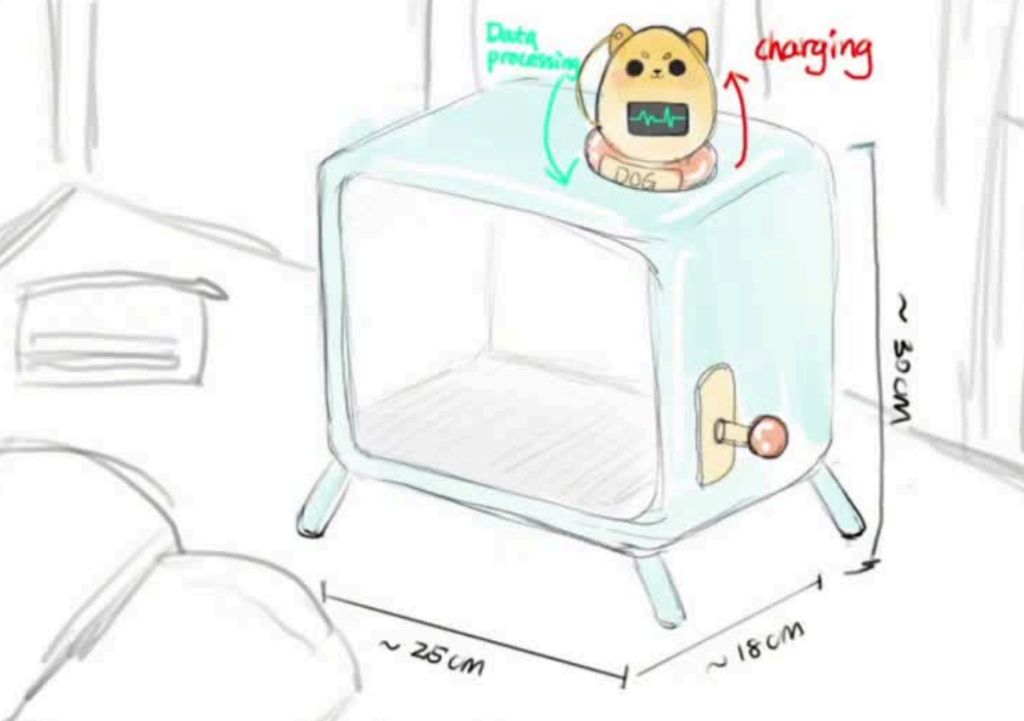 WORDCRAFT Display Hub concept sketch with dimensions